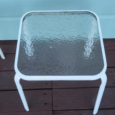 Pair of Metal and Glass Outdoor Side Table