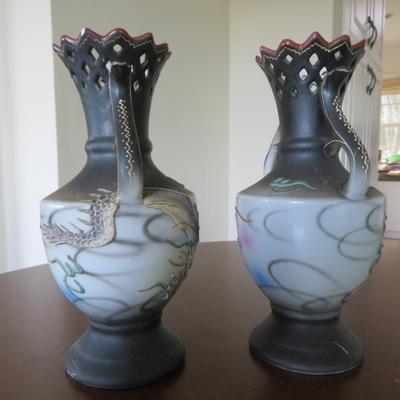 Japanese hand painted Dragon Vases