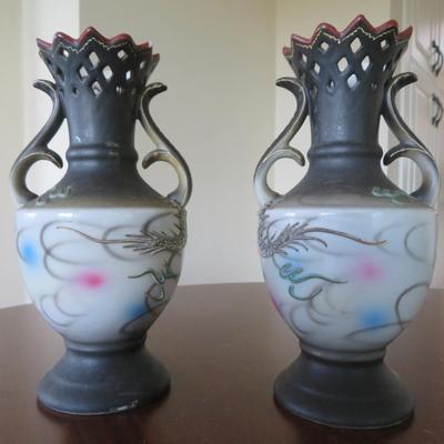 Japanese hand painted Dragon Vases