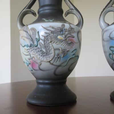 Japanese hand painted Dragon Vases