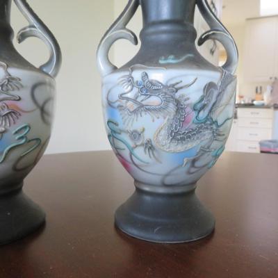 Japanese hand painted Dragon Vases