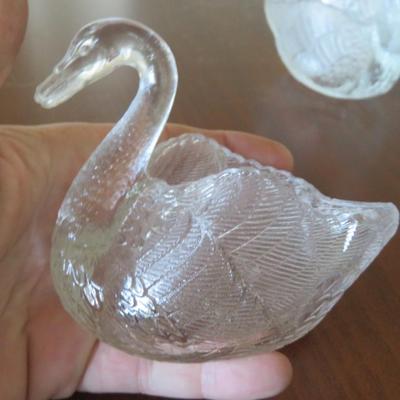Vintage Clear Glass Swan Dish set of 4