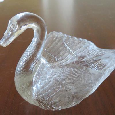 Vintage Clear Glass Swan Dish set of 4