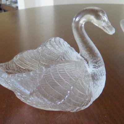Vintage Clear Glass Swan Dish set of 4