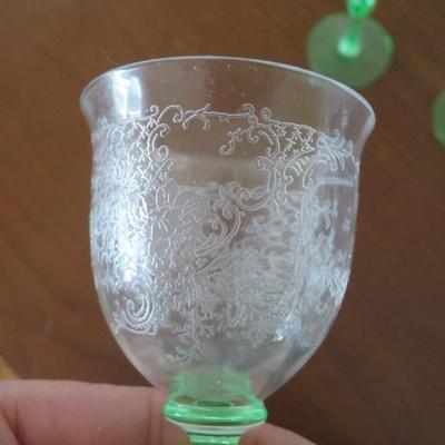 Tiffin-Franciscan Green Stem Wine Glass, set of 4