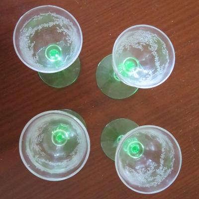 Tiffin-Franciscan Green Stem Wine Glass, set of 4