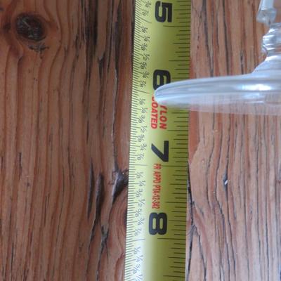 8 ANTIQUE WINE GLASSES 5 7/8" Tall Delicate Pressed Glass with Etched Floral Design and Stacked Cube Stems Elegant Dining