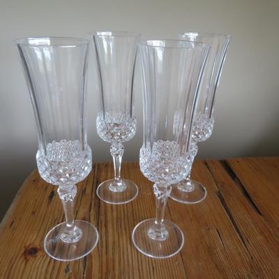 Vintage Lead Crystal Champagne Glasses Set of 4 - Cristal d' Arques Longchamp