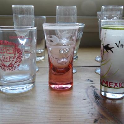 Lot Of Shot Glasses - all seen on table