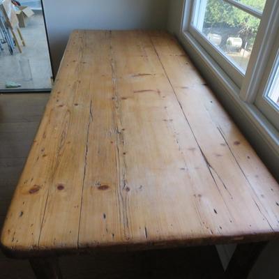 Large farmhouse table 190cm fir 1900 brewery raw natural wood - 6ft