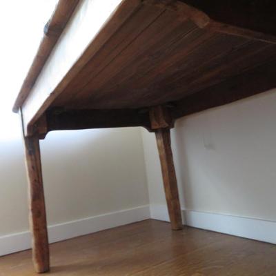 Large farmhouse table 190cm fir 1900 brewery raw natural wood - 6ft