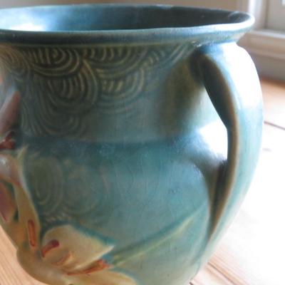 Roseville Zephyr Lily Vase, Green, 202-8, 8 1/4"