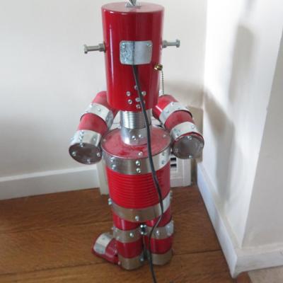 Tin Can Robot Lamp - Rare Estate Find