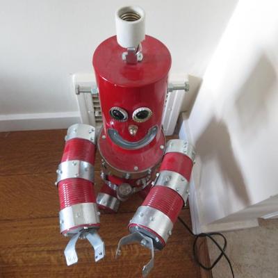 Tin Can Robot Lamp - Rare Estate Find