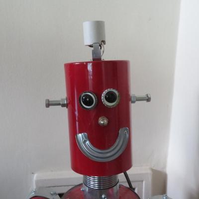 Tin Can Robot Lamp - Rare Estate Find