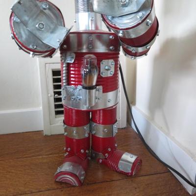 Tin Can Robot Lamp - Rare Estate Find