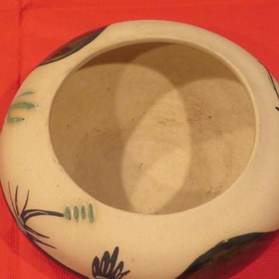 Vintage Betty Selby signed Southwest Pottery Wagon Wheel Cactus Desert 8â€ X 3.5â€