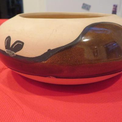 Vintage Betty Selby signed Southwest Pottery Wagon Wheel Cactus Desert 8â€ X 3.5â€