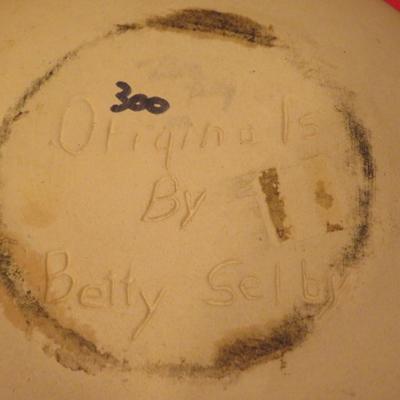 Vintage Betty Selby signed Southwest Pottery Wagon Wheel Cactus Desert 8â€ X 3.5â€