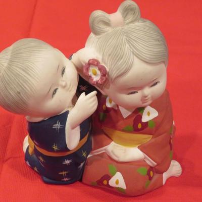 Japanese Hakara Dolls Hand Painted -Charming Figurine of Boy and Girl