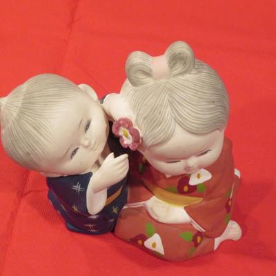 Japanese Hakara Dolls Hand Painted -Charming Figurine of Boy and Girl