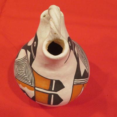 Acoma Pueblo Native American Pottery - WEDDING VASE Signed E. V.