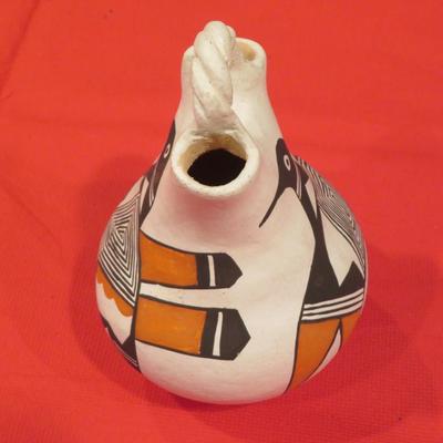 Acoma Pueblo Native American Pottery - WEDDING VASE Signed E. V.