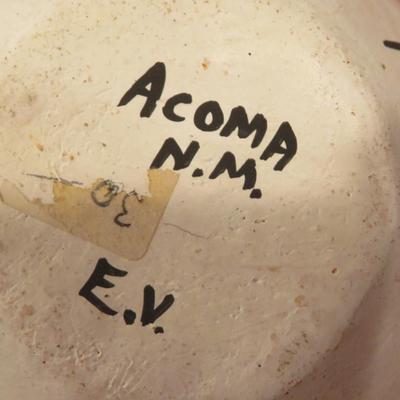 Acoma Pueblo Native American Pottery - WEDDING VASE Signed E. V.