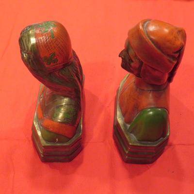 ARMOR BRONZE BOOKENDS *BEATRICE & DANTE* ORIGINAL PAINT c.1920
