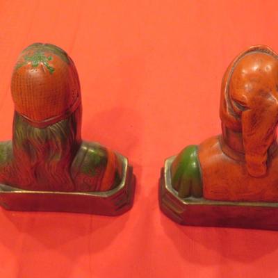 ARMOR BRONZE BOOKENDS *BEATRICE & DANTE* ORIGINAL PAINT c.1920