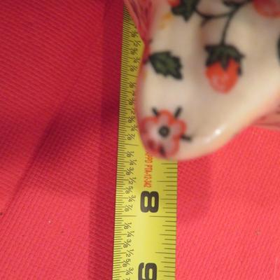 CHARMING PORCELAIN FLORAL PATCHWORK DESIGN CAT FIGURINE