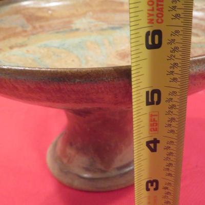 Mid Century Vintage Art Pottery Ceramic Footed Compote / Trinket Dish