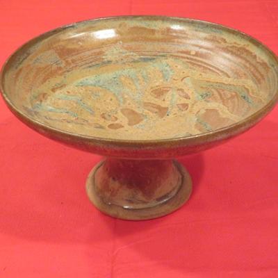 Mid Century Vintage Art Pottery Ceramic Footed Compote / Trinket Dish