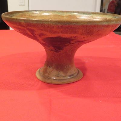Mid Century Vintage Art Pottery Ceramic Footed Compote / Trinket Dish