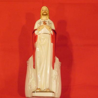 12" Vintage Sacred Heart JESUS Procelain Statue Figurine ART - by Velco JAPAN