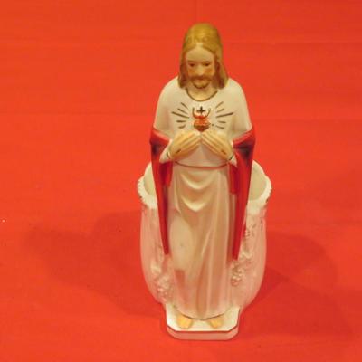 12" Vintage Sacred Heart JESUS Procelain Statue Figurine ART - by Velco JAPAN