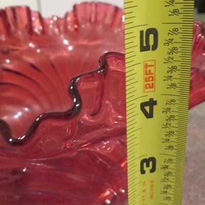 Fenton 9730 CC Country Cranberry Twisted Crystal Handle Caprice Basket