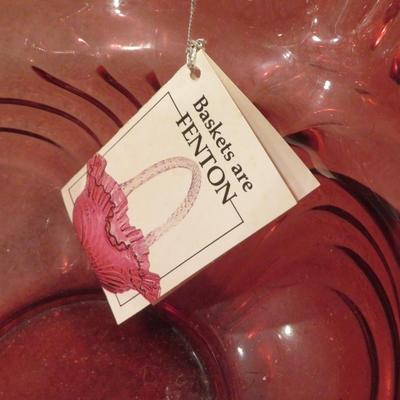 Fenton 9730 CC Country Cranberry Twisted Crystal Handle Caprice Basket