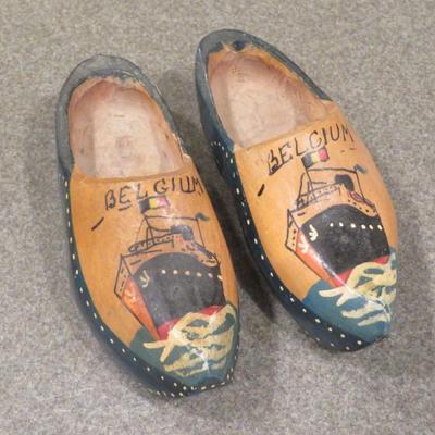 Vintage Traditional Hand Made Wooden Clogs lot of 2