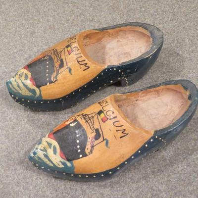 Vintage Traditional Hand Made Wooden Clogs lot of 2