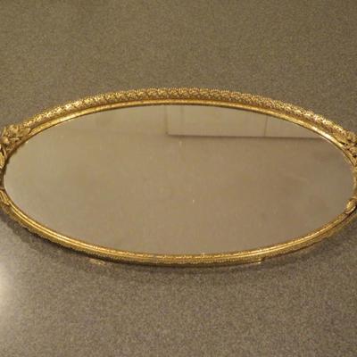Vintage Gold Ormolu Dresser Wall Mirror with Bird Design Mid-Century Wall Mirror