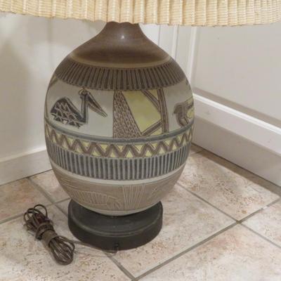 MID CENTURY MODERN EGYPTIAN HIEROGLYPH TABLE LAMP! VTG 1950'S KNOLL RAYMOR RETRO