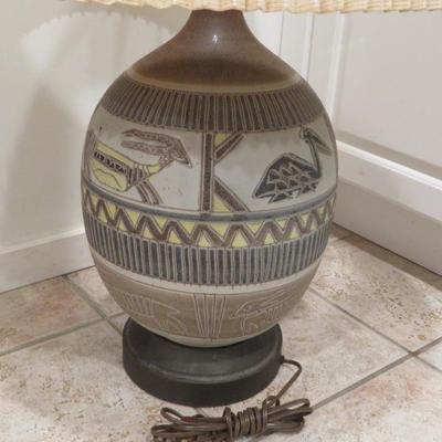 MID CENTURY MODERN EGYPTIAN HIEROGLYPH TABLE LAMP! VTG 1950'S KNOLL RAYMOR RETRO