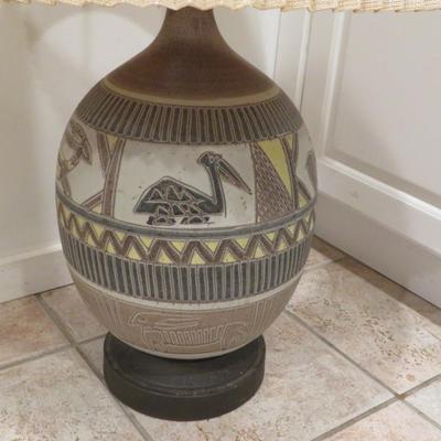 MID CENTURY MODERN EGYPTIAN HIEROGLYPH TABLE LAMP! VTG 1950'S KNOLL RAYMOR RETRO