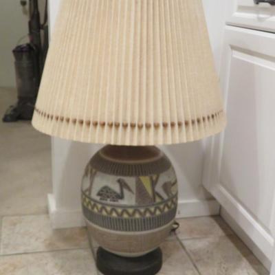 MID CENTURY MODERN EGYPTIAN HIEROGLYPH TABLE LAMP! VTG 1950'S KNOLL RAYMOR RETRO