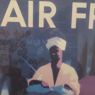 Air France Asia 1950 Travel Poster - Original in Frame 30 5/8" x 45 5/8"