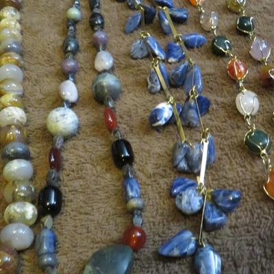 Genuine Stone Necklace Lot - 10 Great Necklaces - Estate Jewelry Lot