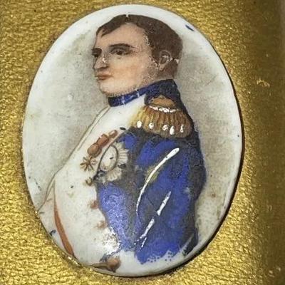 Vintage Napoleon Miniature Porcelain Hand Painted Cameo Match Box with Striker Panel Scarce Find.