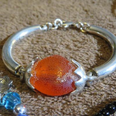 Estate Jewelry Glass Bead Bracelet & Necklace Lot - Lot of Ten Pieces -