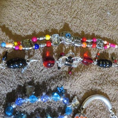 Estate Jewelry Glass Bead Bracelet & Necklace Lot - Lot of Ten Pieces -